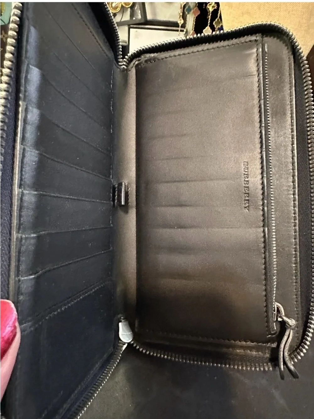 BURBERRY Blue LONG Travel Organizer WALLET in SAFFIANO LEATHER